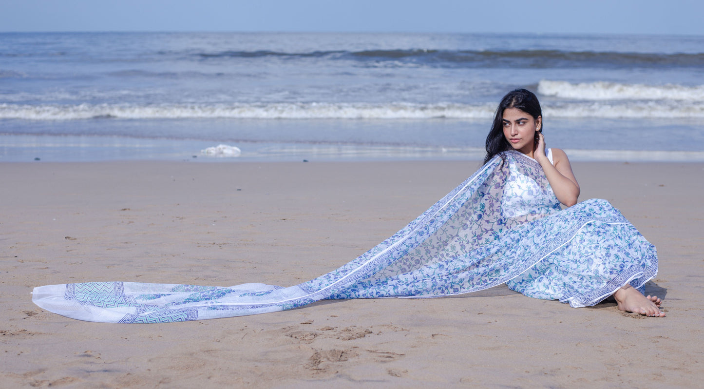 Kaisori Bagh Jaal Kota blockprinted silk cotton saree