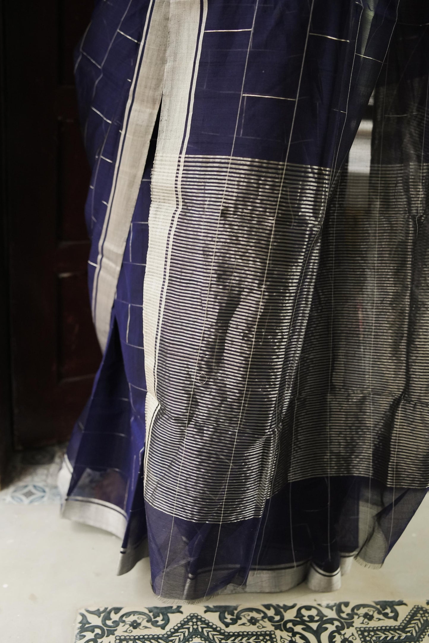 Utsav Silver Zari Blue Chanderi Saree