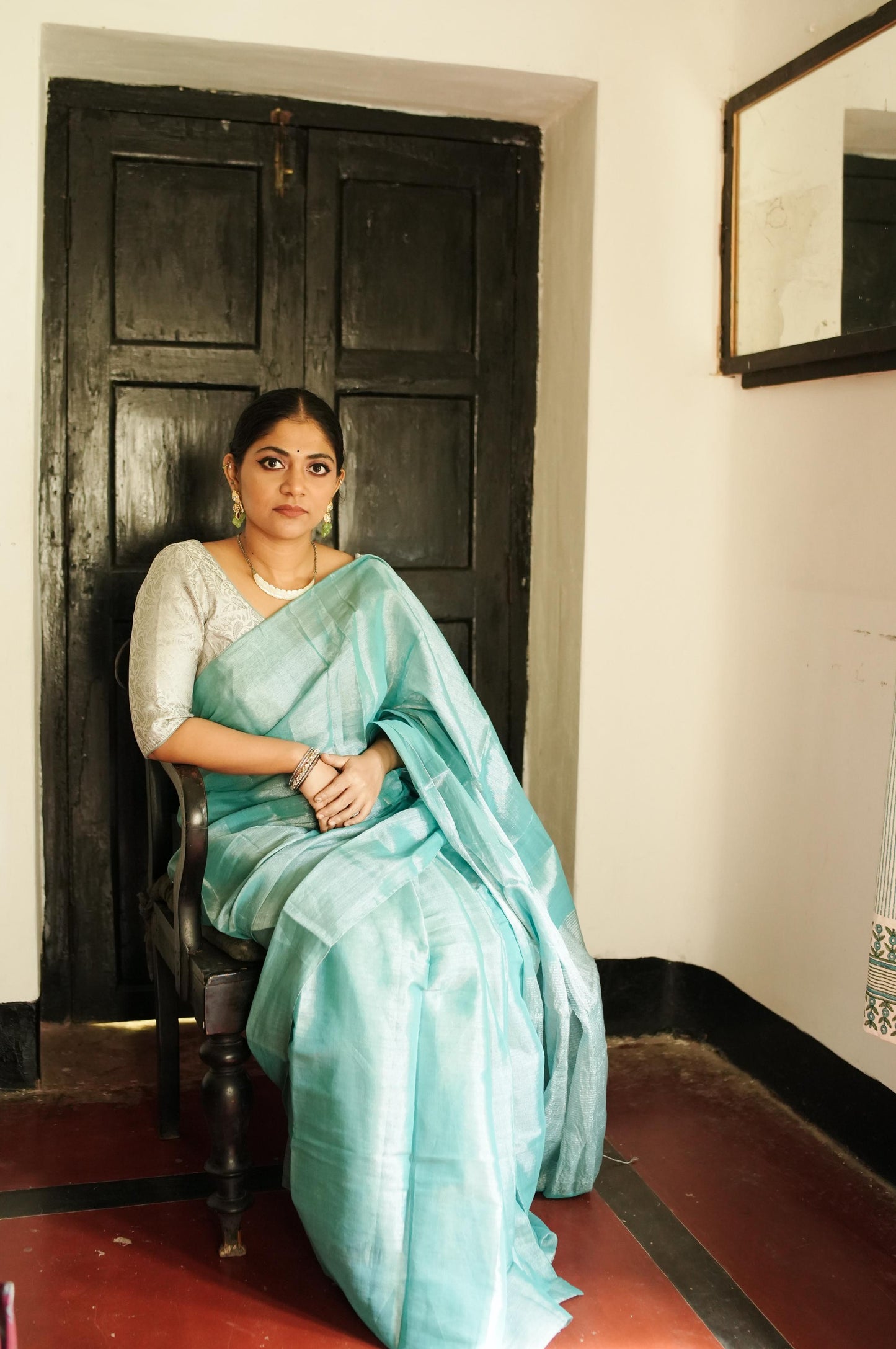 Weaves of Bengal - Sitara - Shramila light blue tissue saree