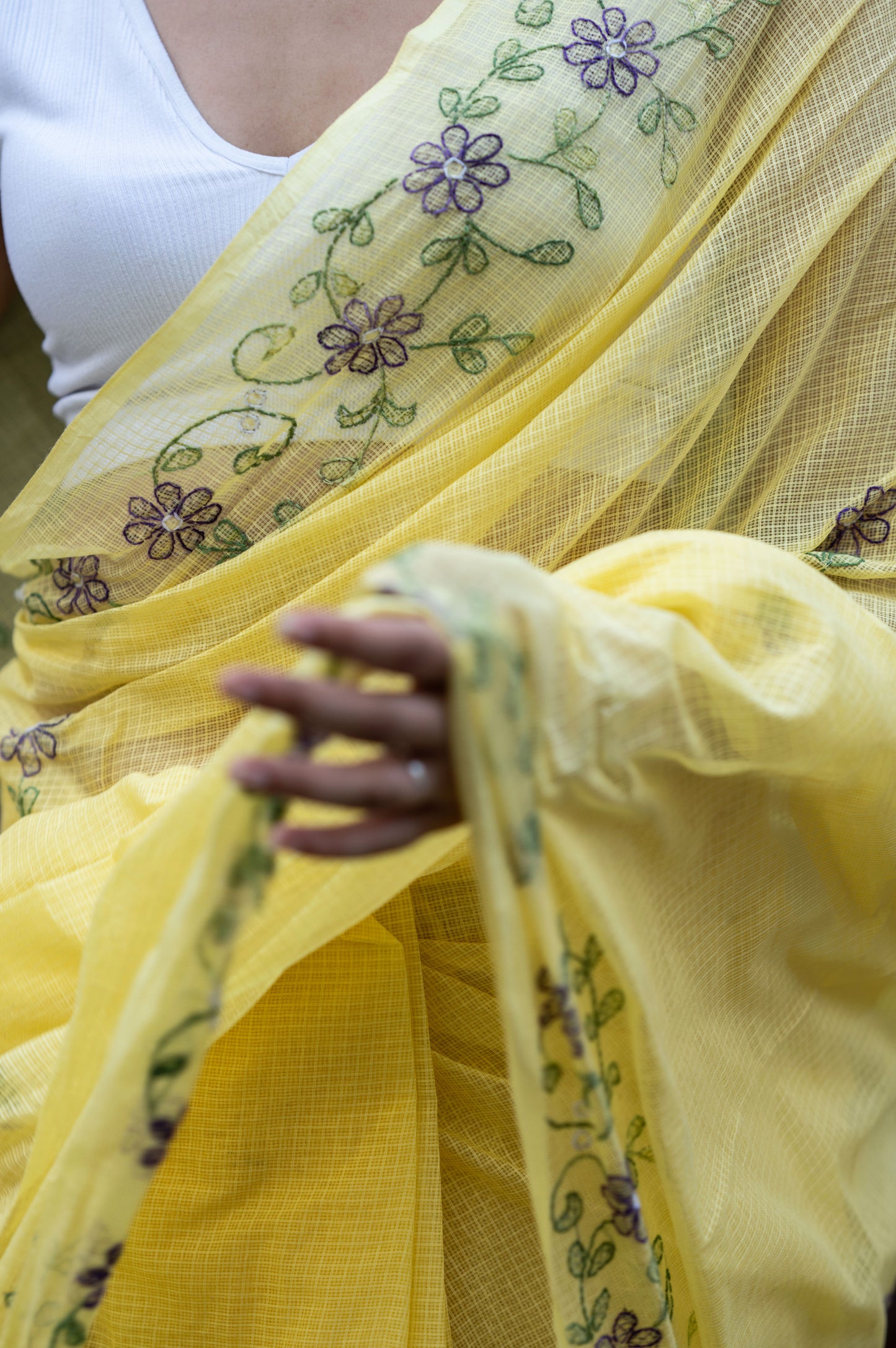 Embroidered Kota saree - Riwaayat - Basanti