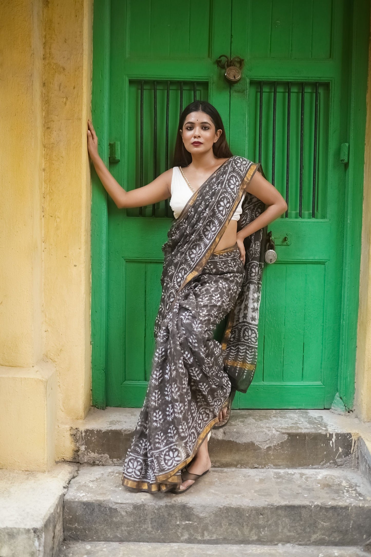 KaisorI Malhar Saira Kota blockprinted cotton silk saree Kaisori