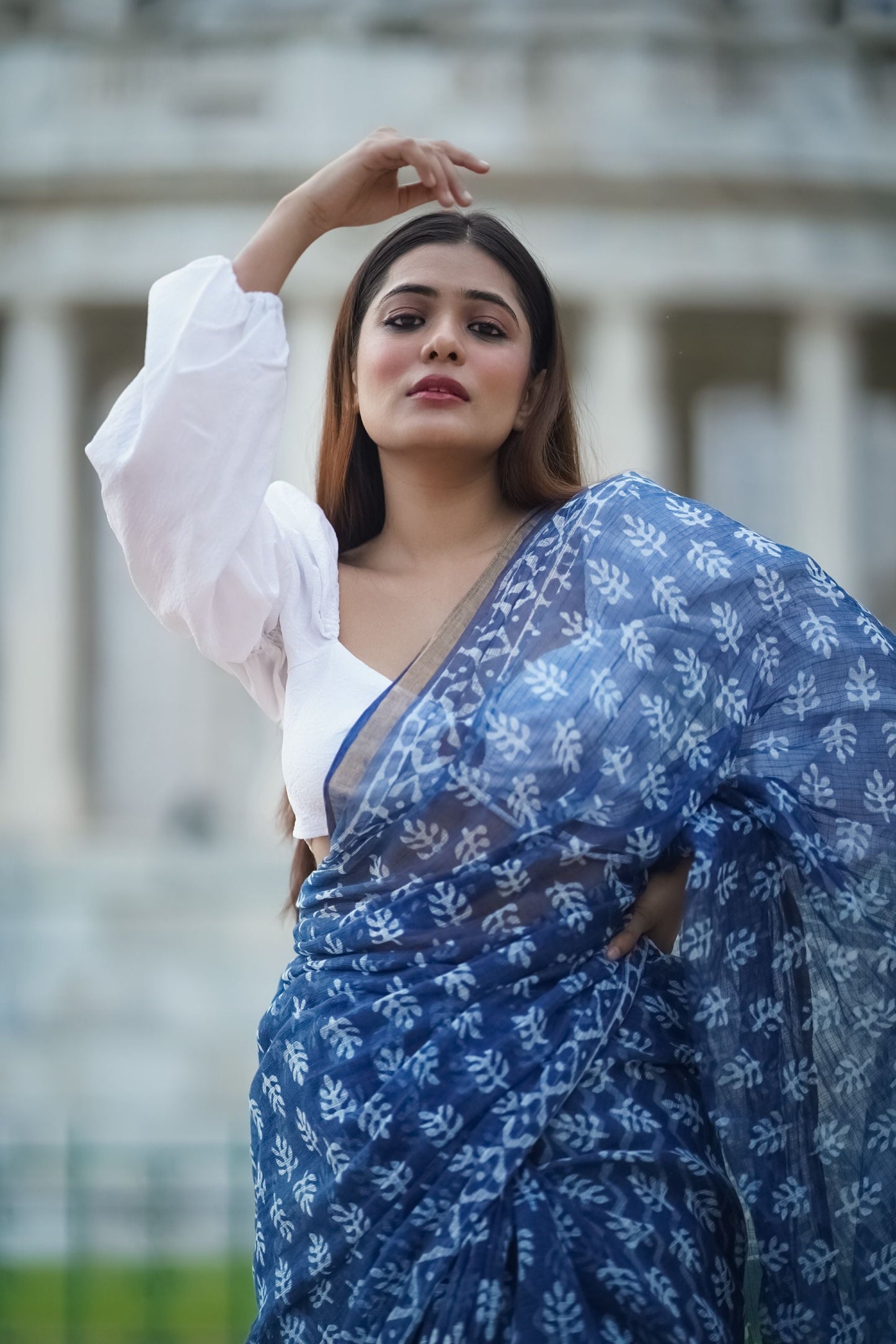 KaisorI Malhar Seher Kota blockprinted cotton silk saree Kaisori