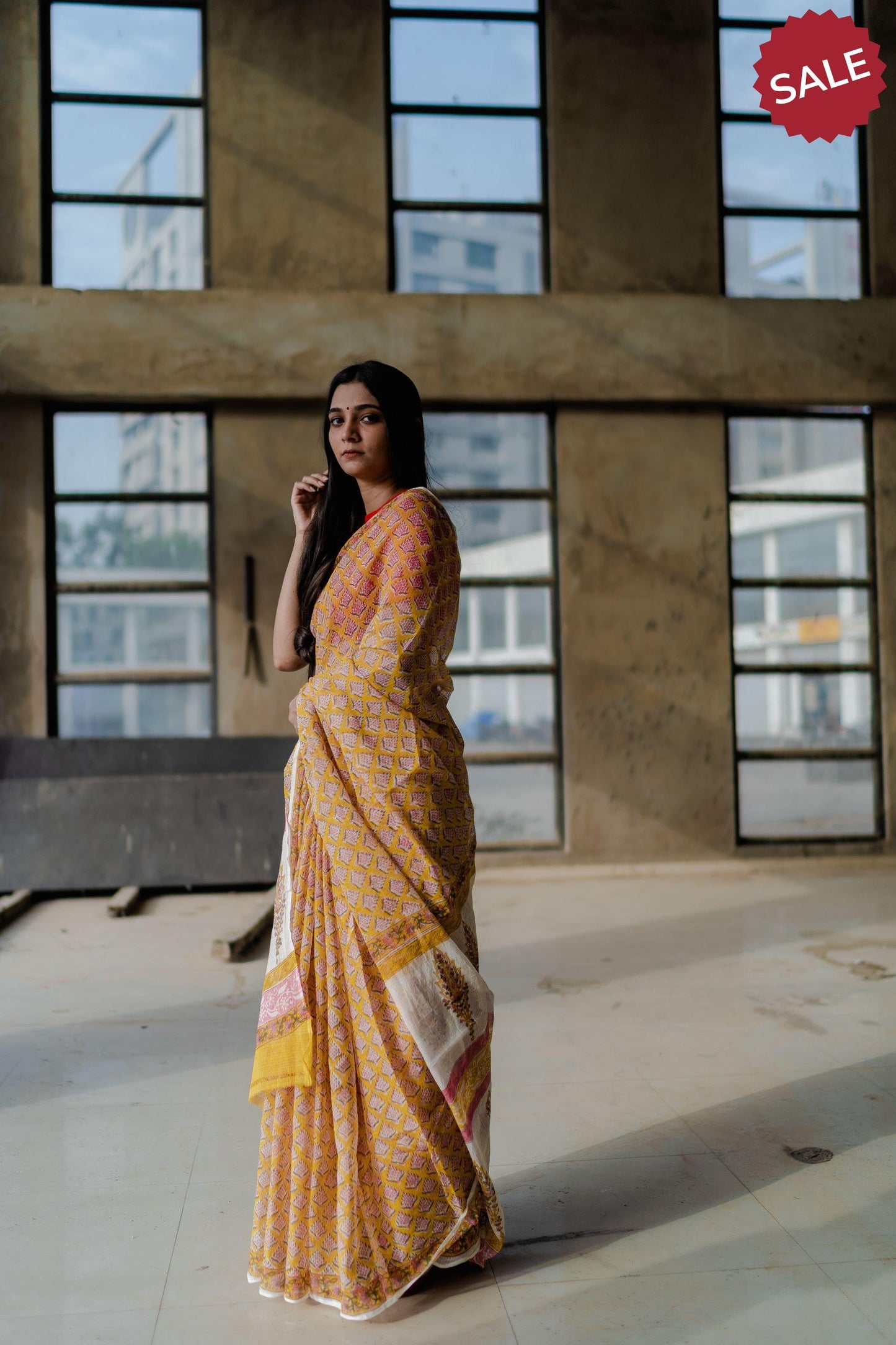 Kaisori Bagh Champa Kota blockprinted silk cotton saree Kaisori