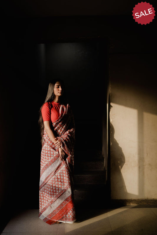Kaisori Bagh Palaash Kota blockprinted saree Kaisori