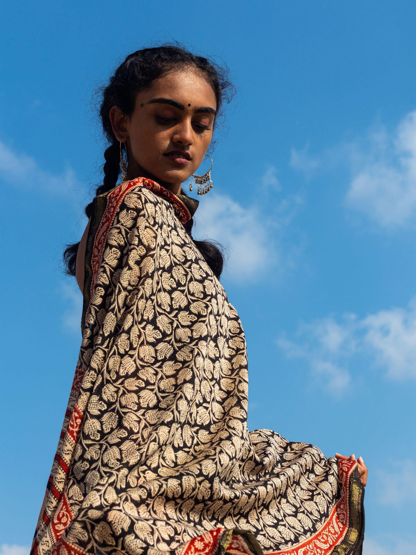 Kaisori Bagru Sindh Chanderi dupatta Kaisori