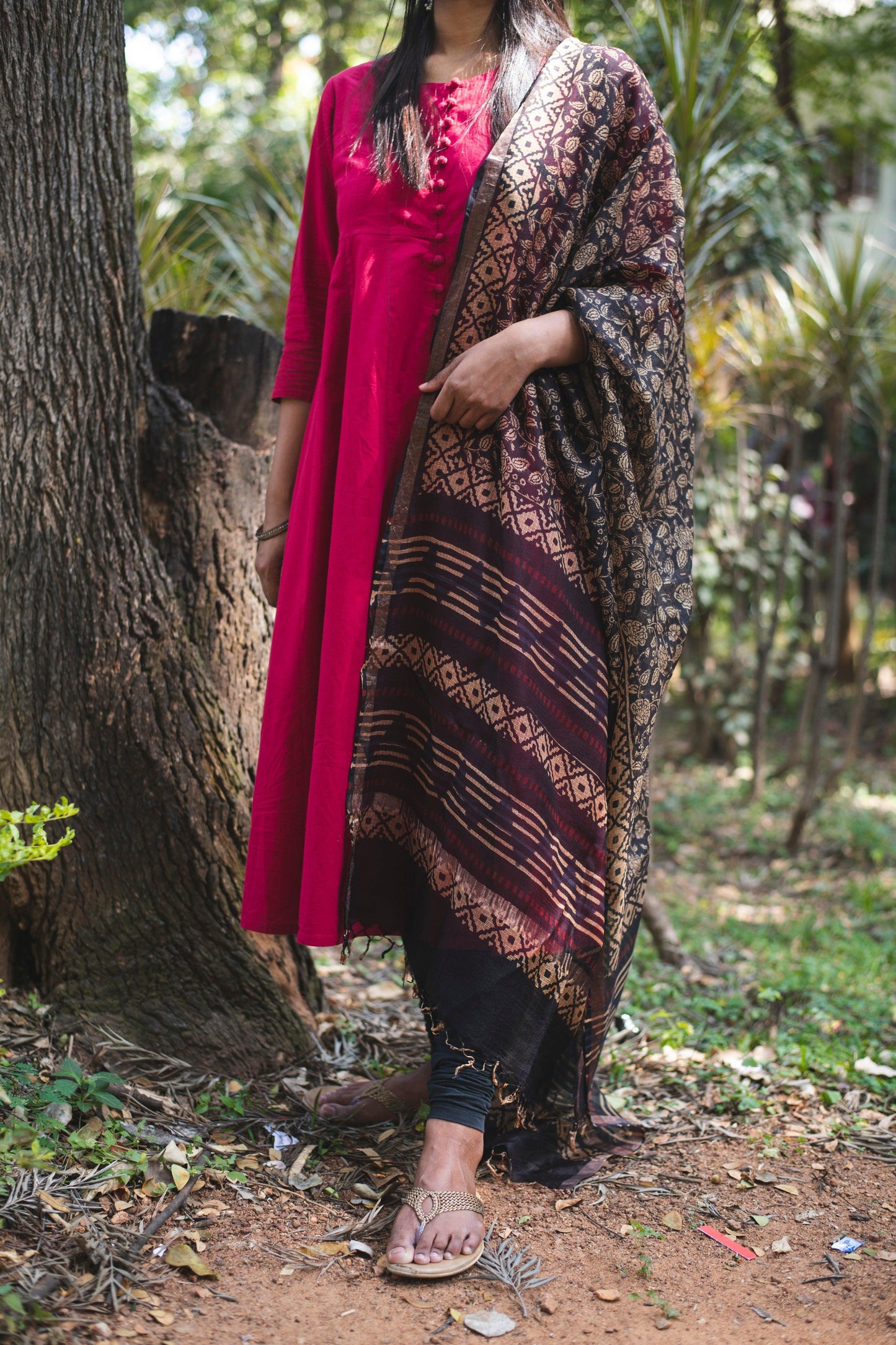 Kaisori Bagru print - Silk dupatta Kaisori