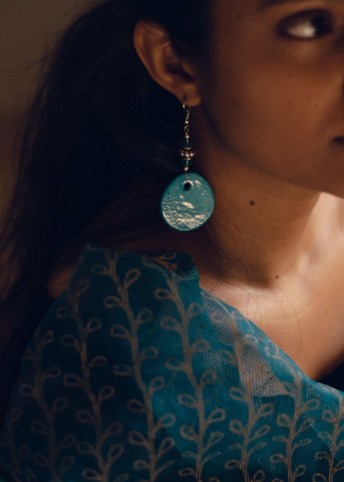 Kaisori Blue Pottery Earrings - Light blue Kaisori