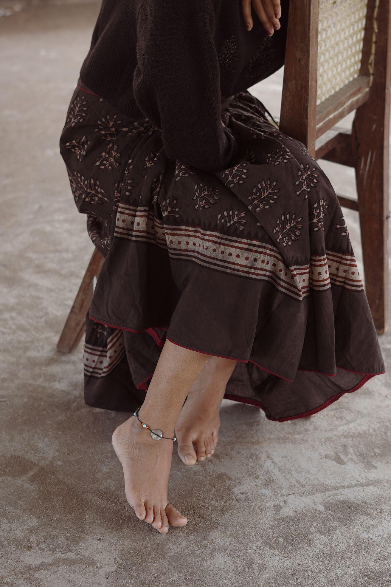 Kaisori Dabu Indigo Skirt - Kashish block print Kaisori