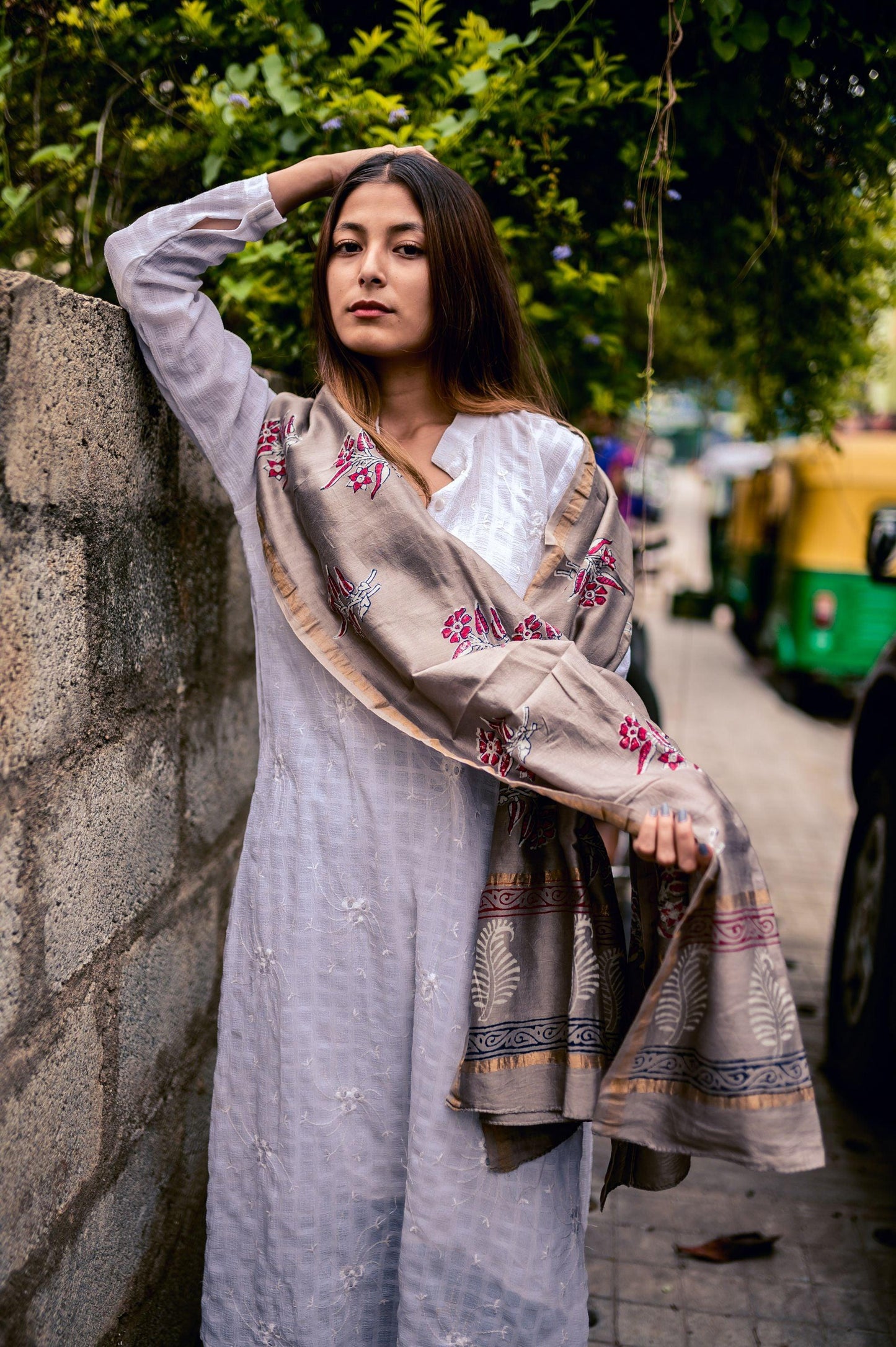 Kaisori Kashish Chanderi Dupatta - Floral Kaisori
