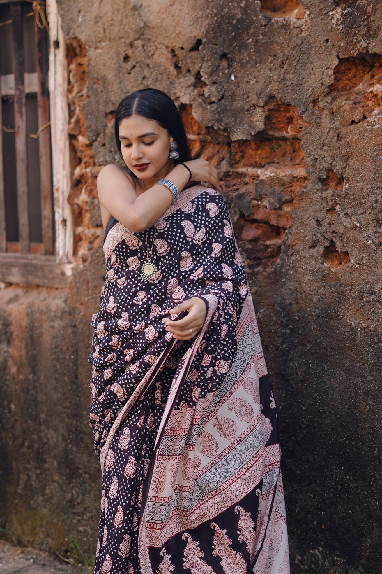 Kaisori Nandana Kairi handblockprinted cotton saree Kaisori
