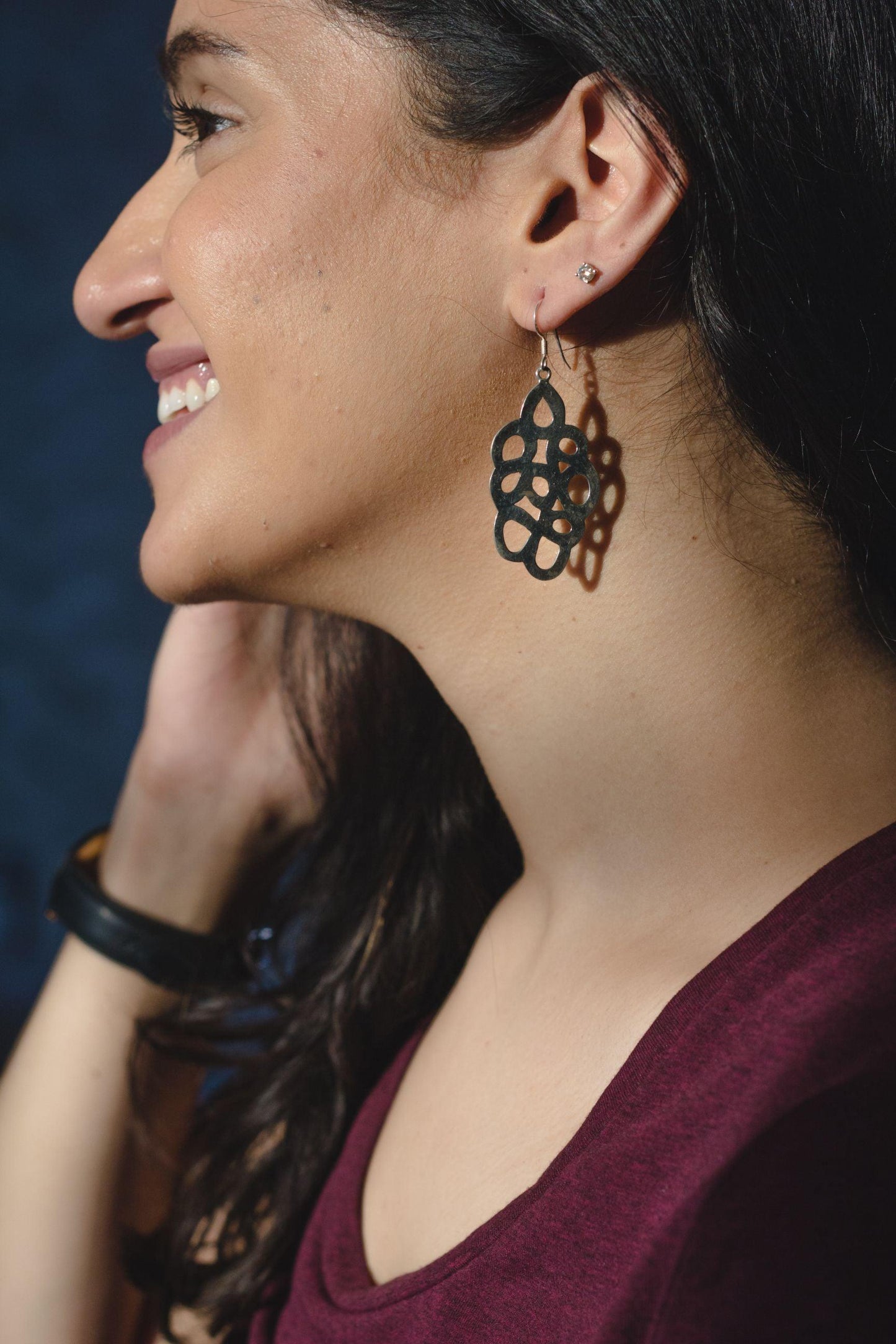 Kaisori Toda Silver - Floral tile earrings Kaisori