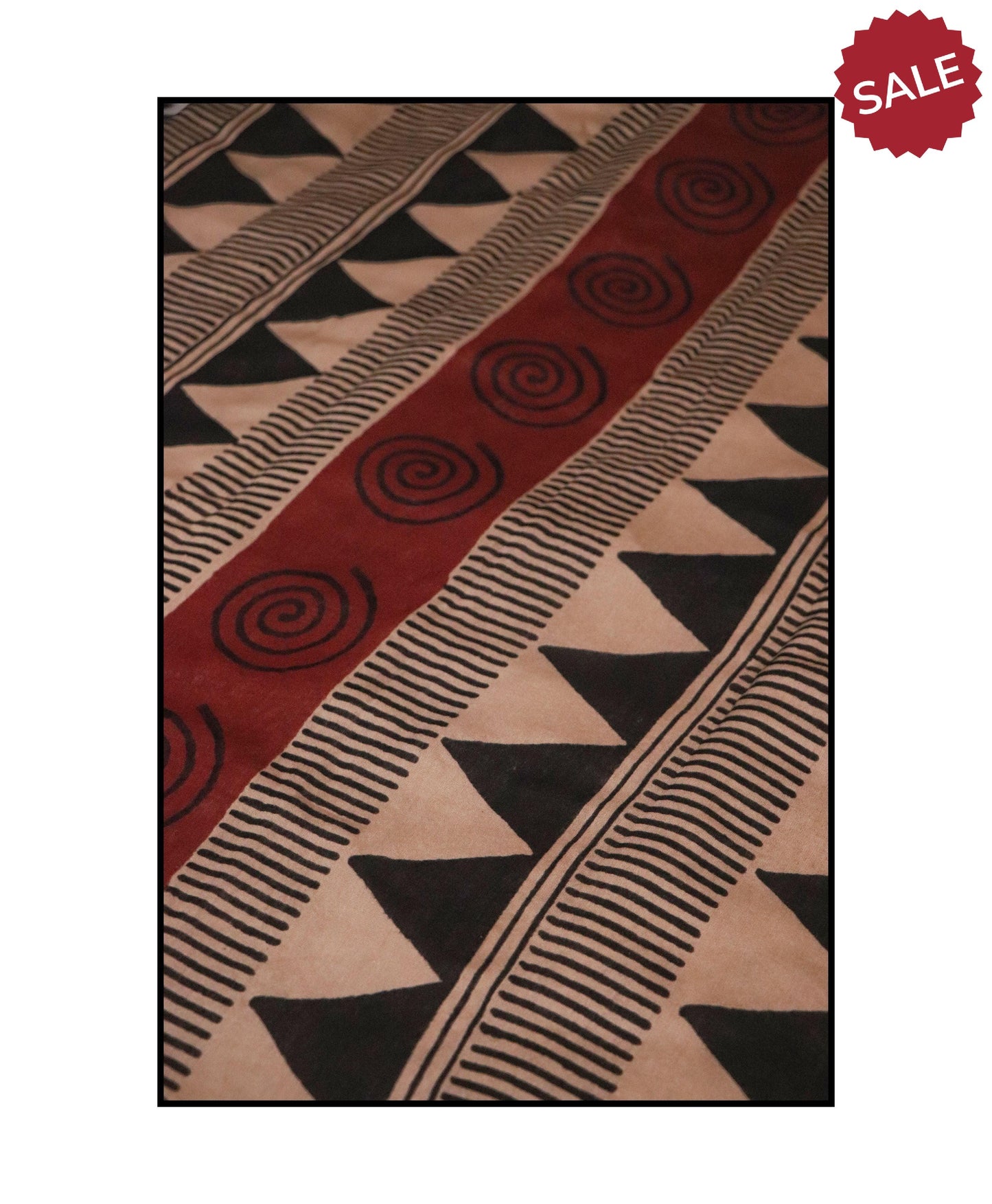 Roheda - Red Syahi Begar handblockprinted silk cotton saree Kaisori