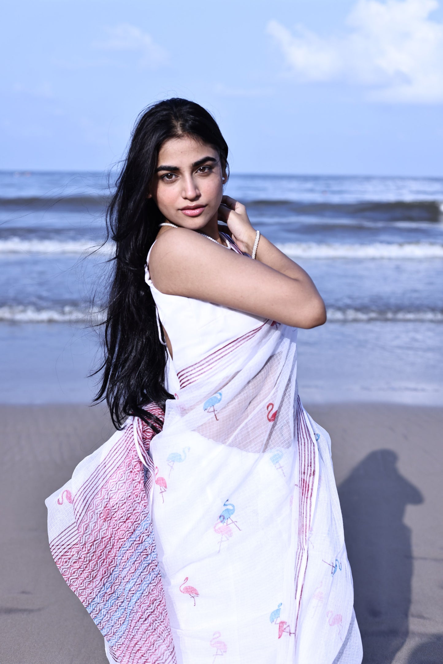 Kaisori Bagh Flamingo Kota blockprinted silk cotton saree