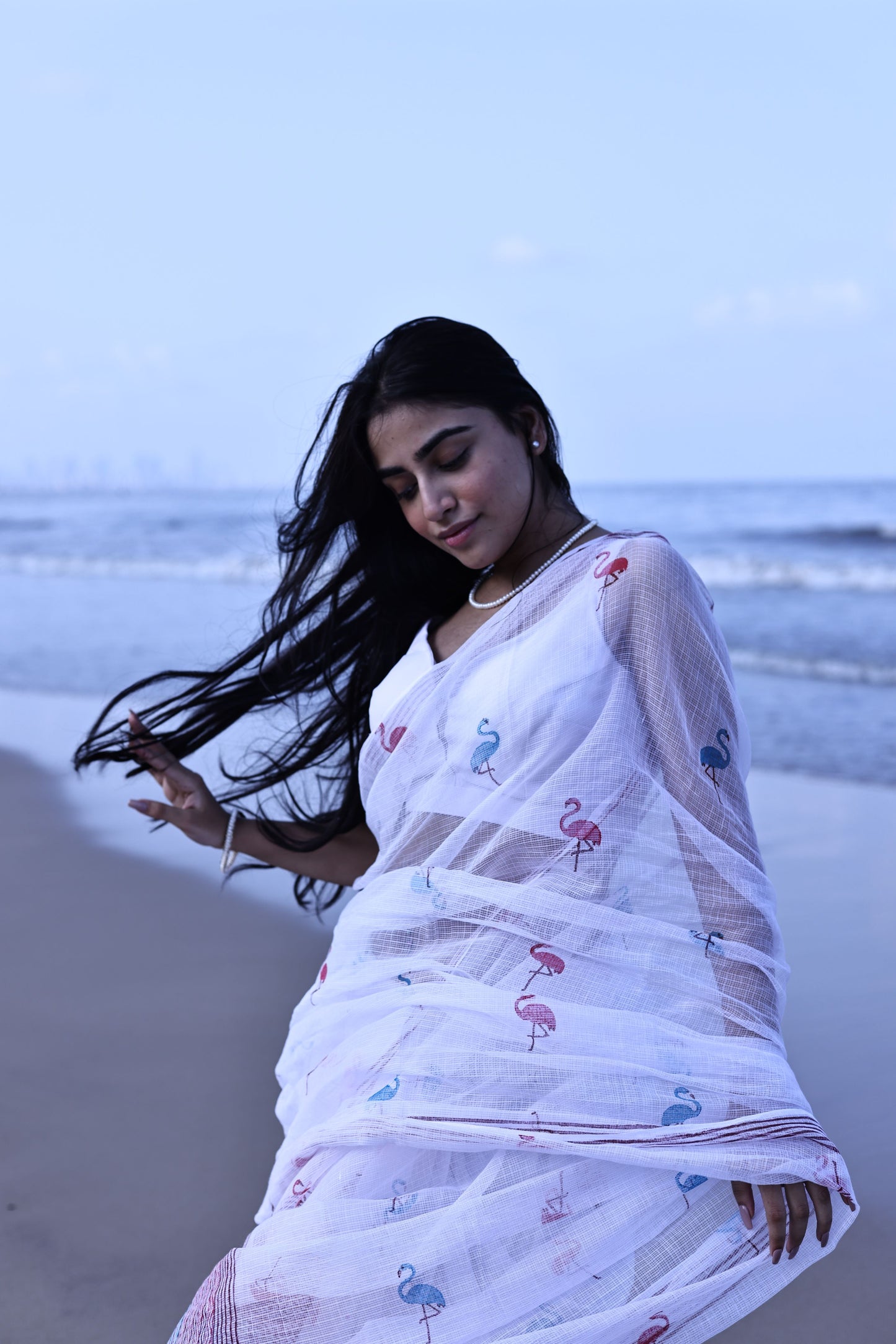 Kaisori Bagh Flamingo Kota blockprinted silk cotton saree