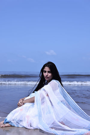 Kaisori Bagh Guncha Kota blockprinted silk cotton saree