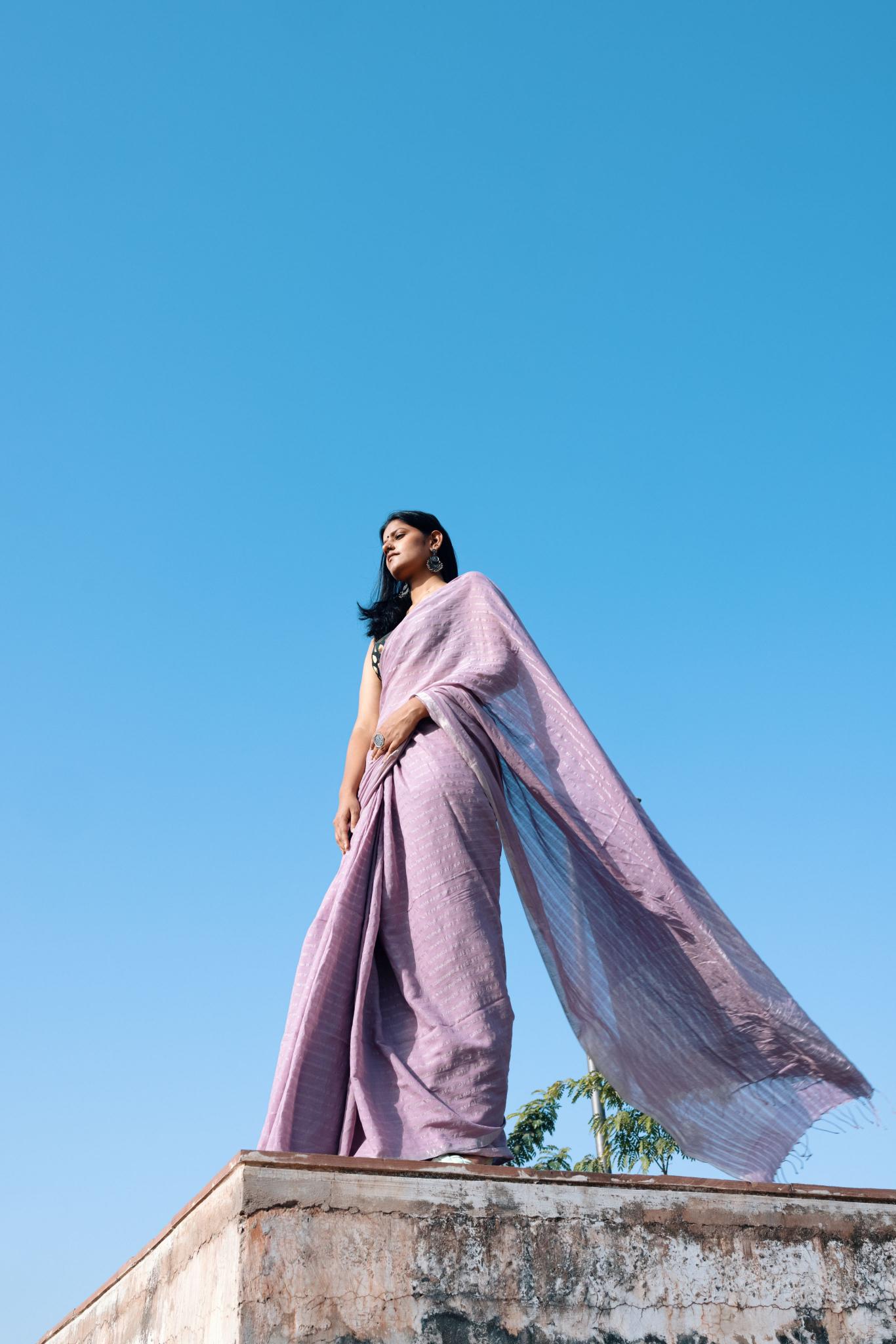 Weaves of Bengal - Sitara - Lavender zari cotton saree