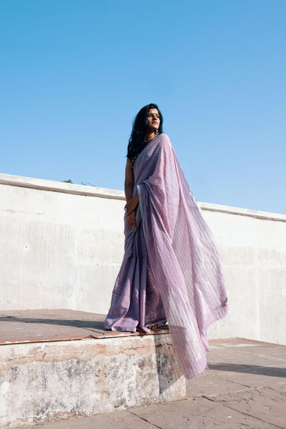 Weaves of Bengal - Sitara - Lavender zari cotton saree