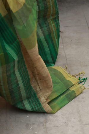 Basant - Shefali Bengal summer in handloom Jute cotton saree Kaisori