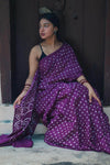 Boond -  Bandhani purple cotton Bandhani  cotton saree Kaisori