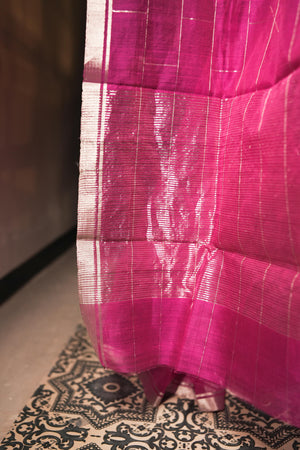 Utsav pink silk cotton silver Zari Chanderi Saree