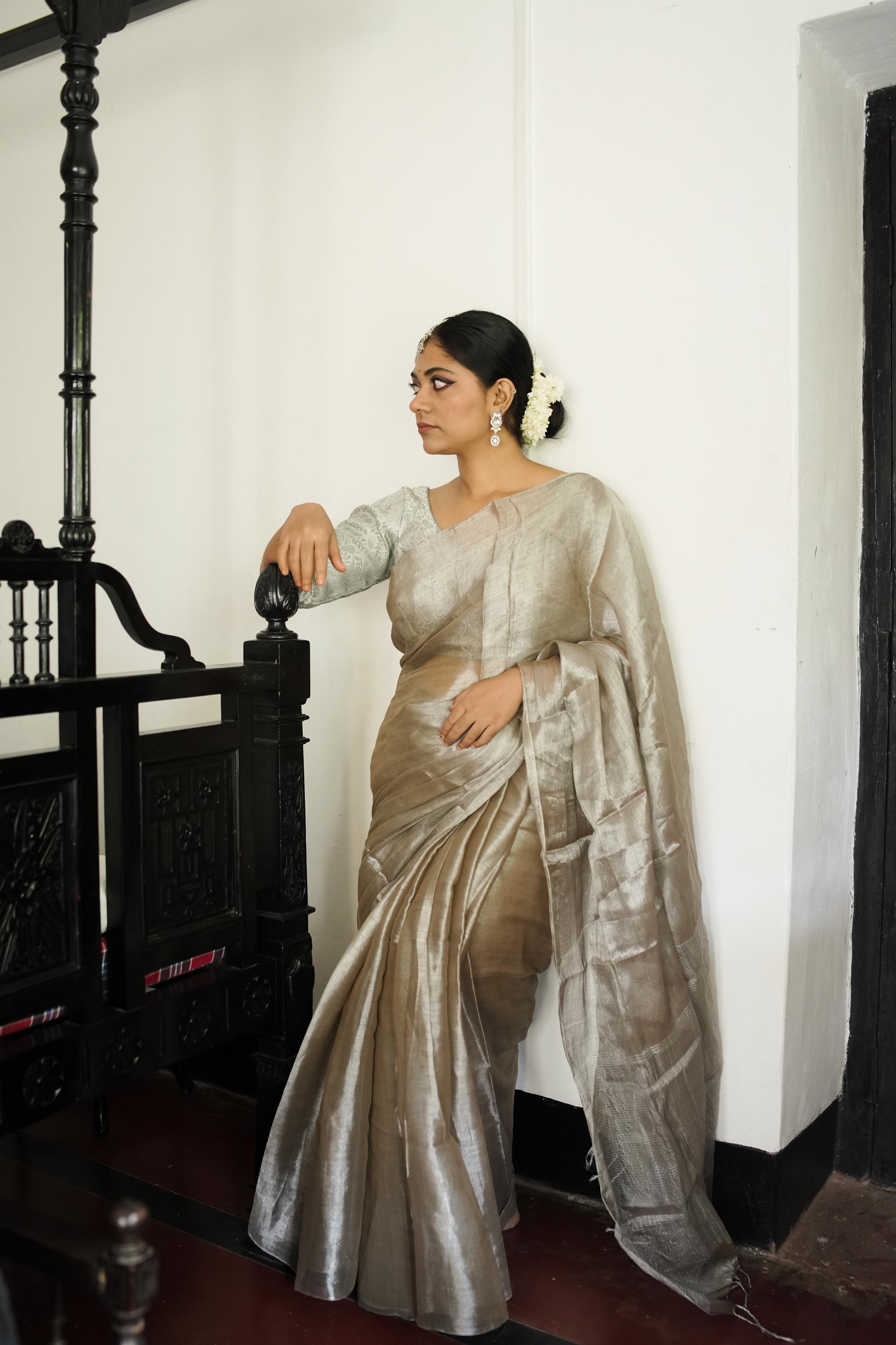 Sitara - Tissue Zari Grey Tillottama saree