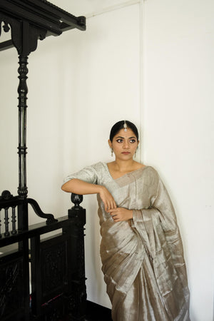 Sitara - Tissue Zari Grey Tillottama saree