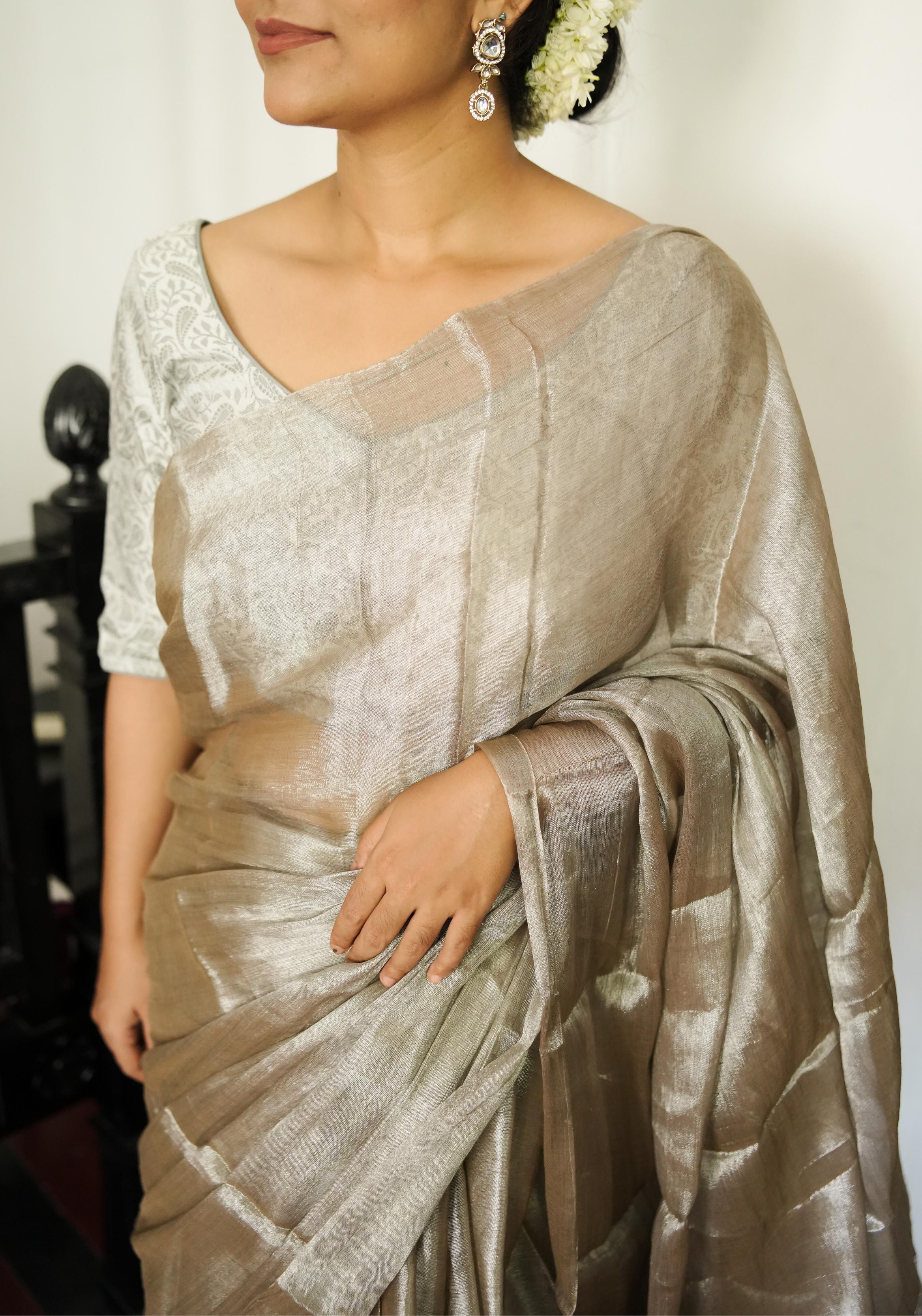 Sitara - Tissue Zari Grey Tillottama saree