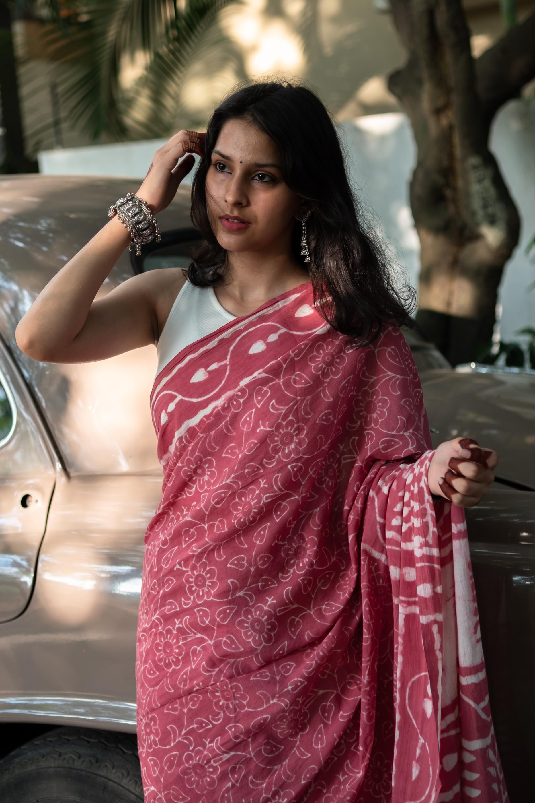 AZO FREE GULAL COTTON SAREE 006