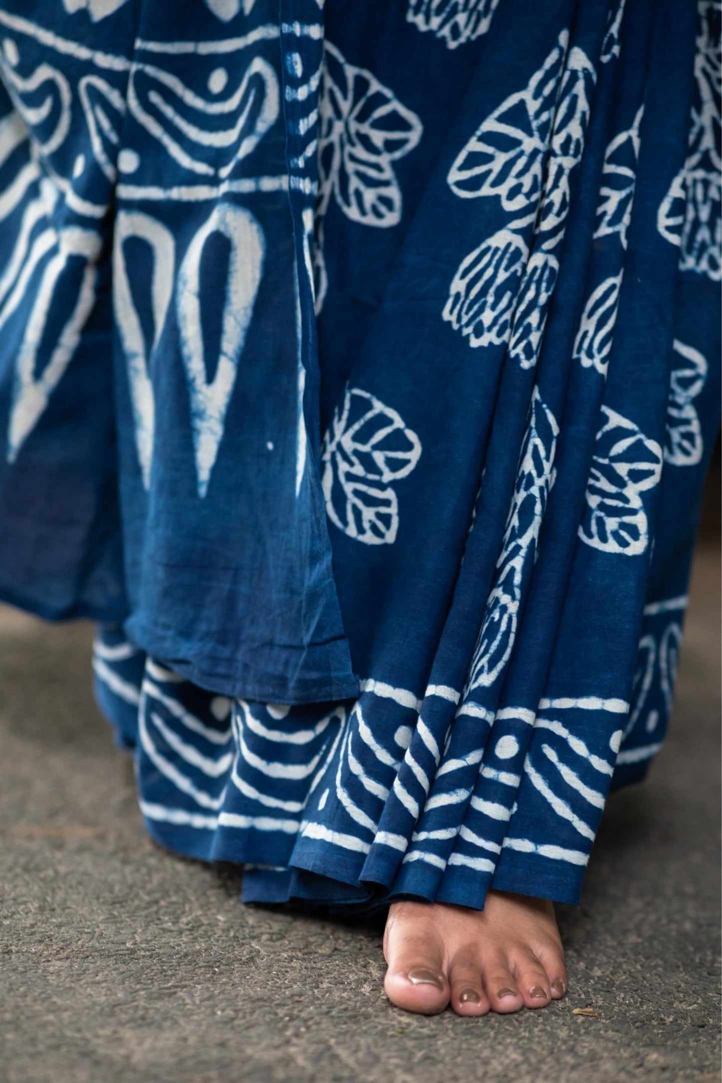 Azo free dyed Dabu cotton sarees - Neelambari