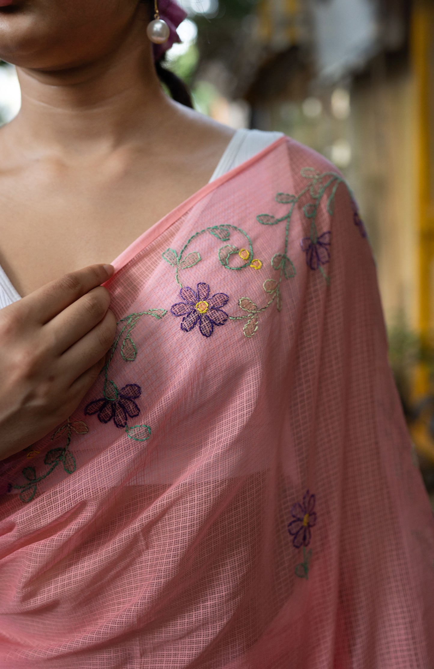 Embroidered Kota saree - Riwaayat - Pankhuri