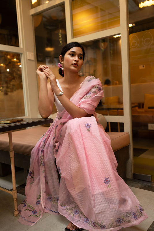 Embroidered Kota saree - Riwaayat - Guldasta