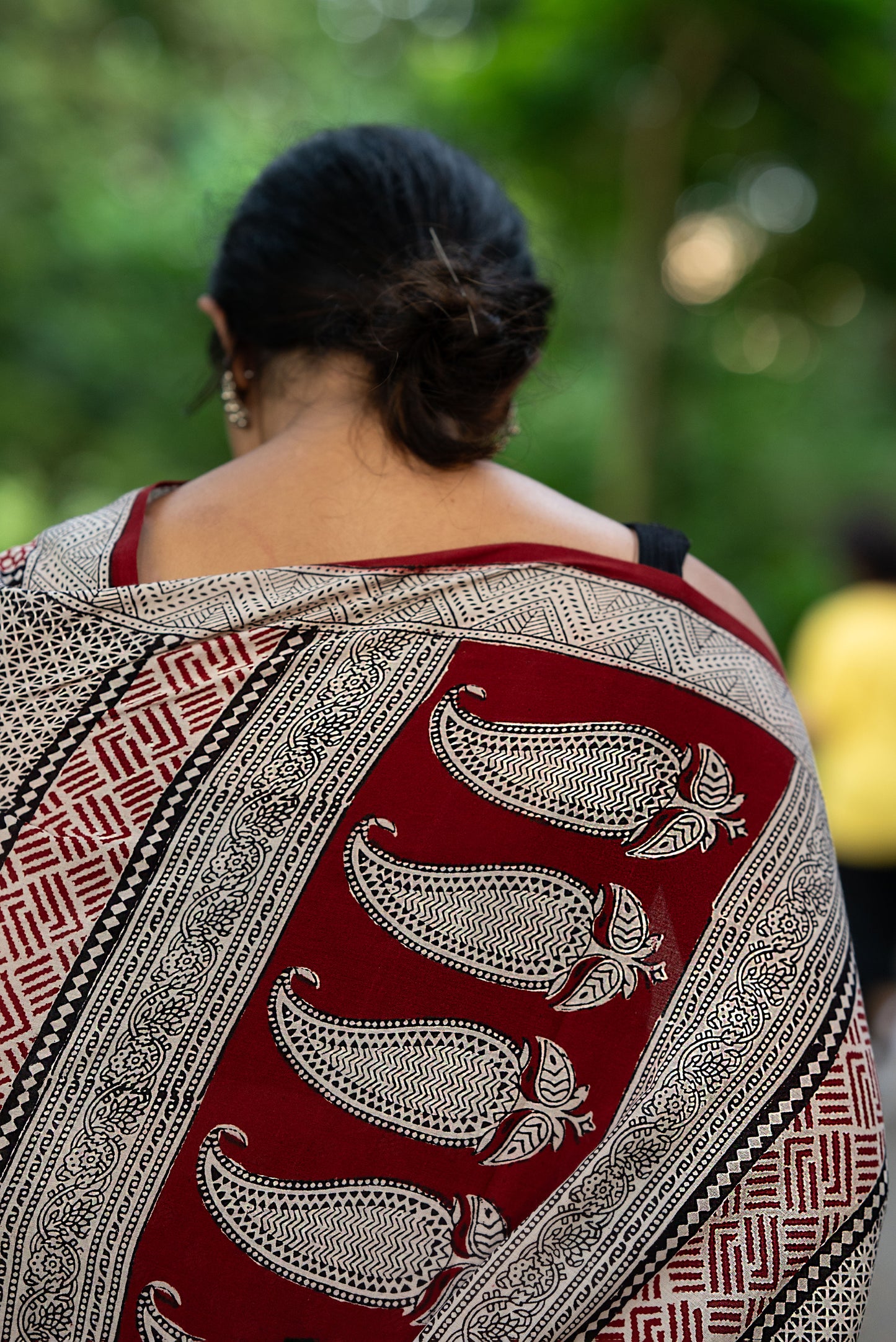 Natural dyed Bagh print sarees - Chitara -  Bindu