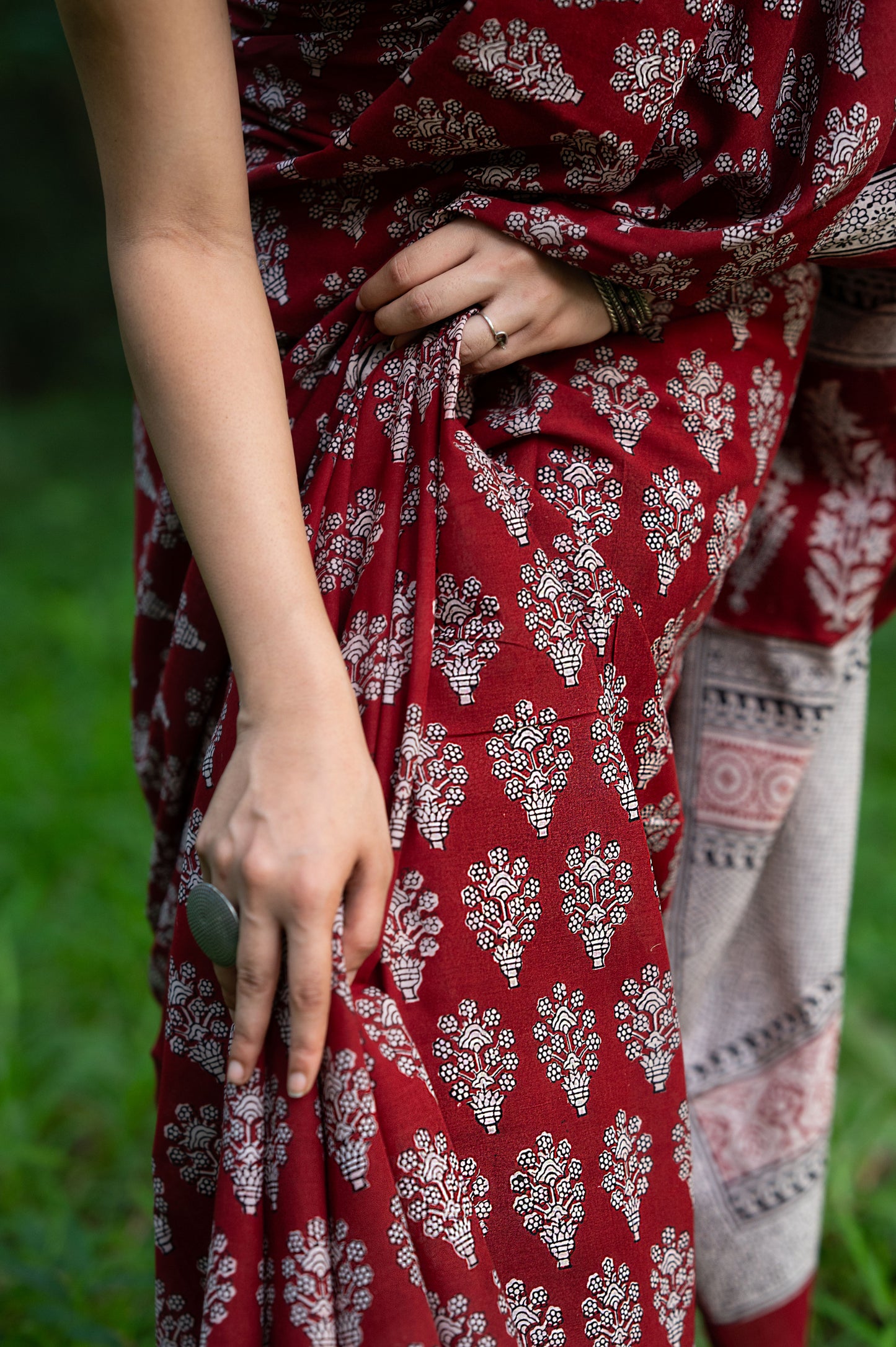 Natural dyed Bagh print sarees - Chitara - Leela