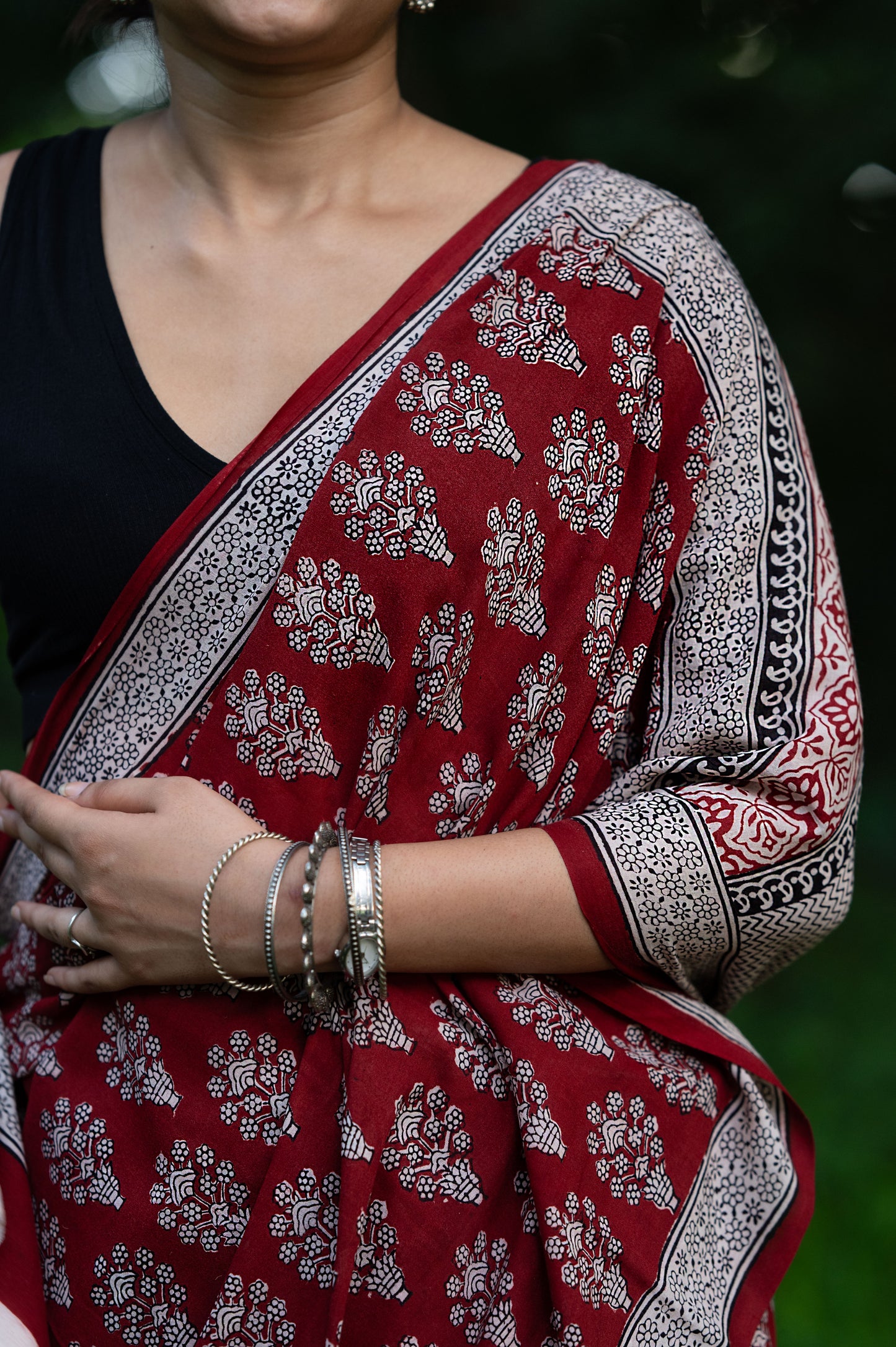 Natural dyed Bagh print sarees - Chitara - Leela
