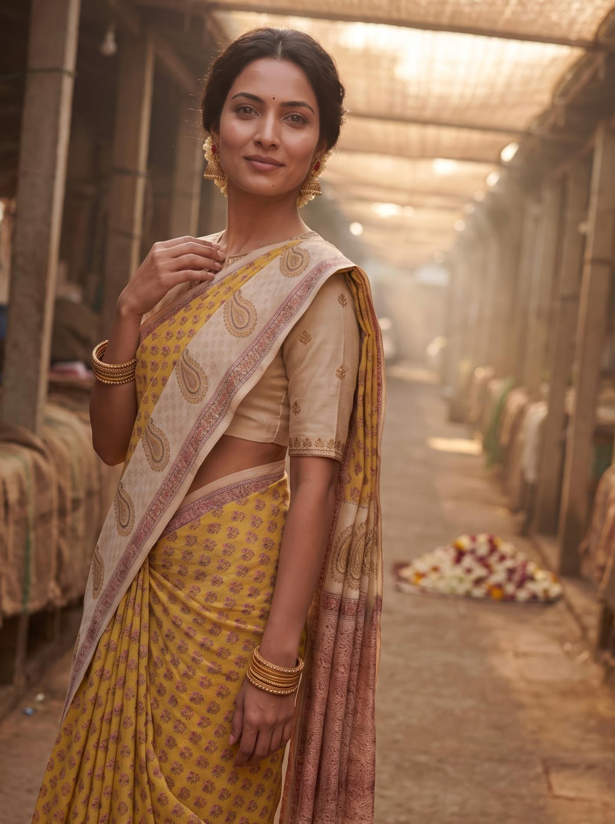 Suhasini – Pink Sanganeri Block Print Mulmul Saree