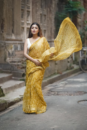 KaisorI Malhar Champa Kota blockprinted cotton silk saree Kaisori
