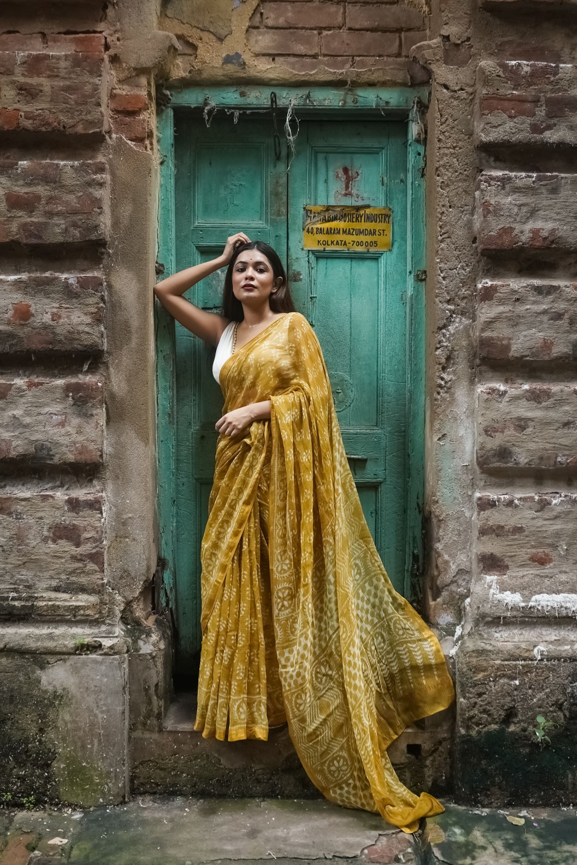 KaisorI Malhar Champa Kota blockprinted cotton silk saree Kaisori