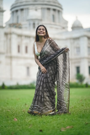 KaisorI Malhar Kashish Kota blockprinted cotton silk saree Kaisori