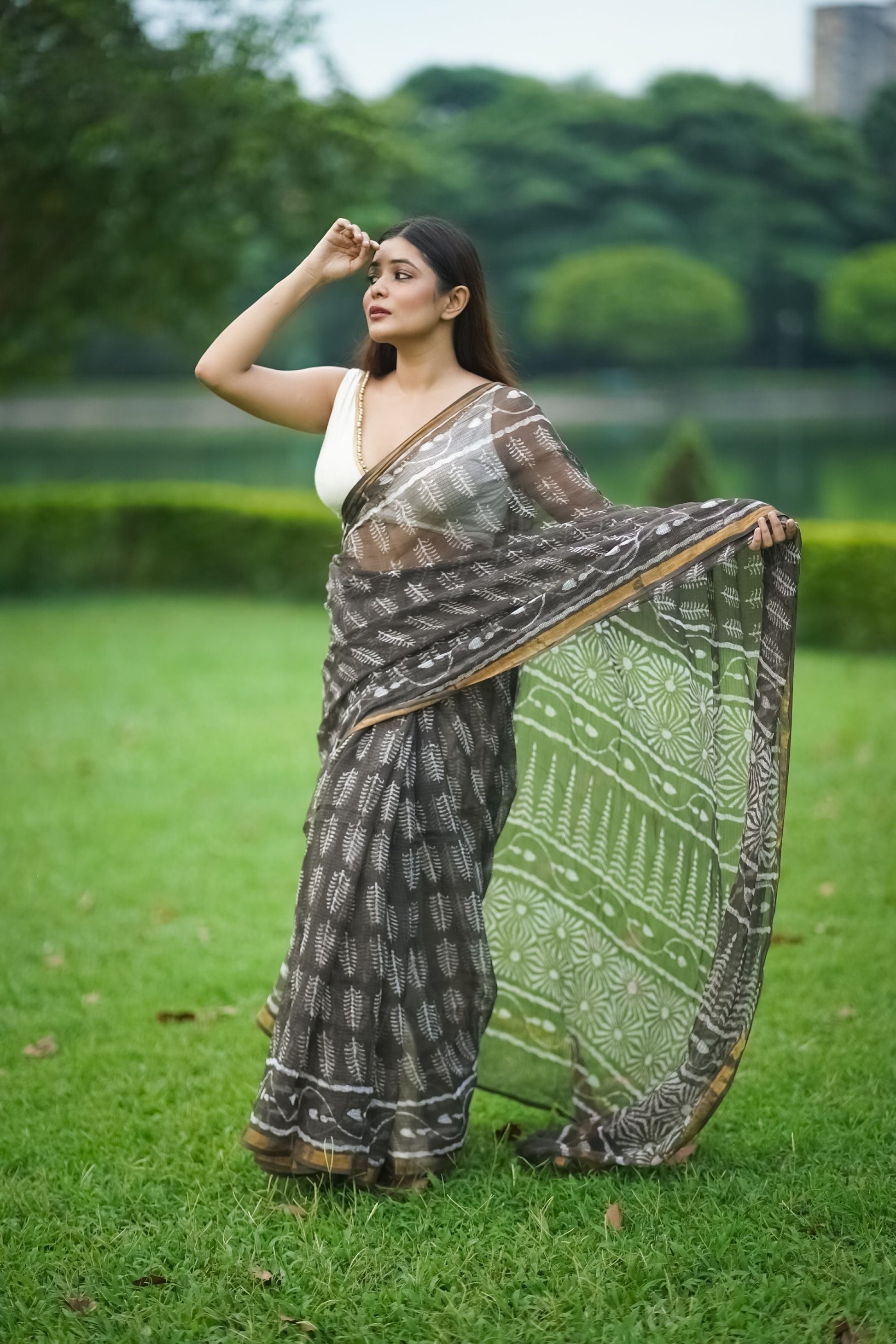 KaisorI Malhar Kashish Kota blockprinted cotton silk saree Kaisori