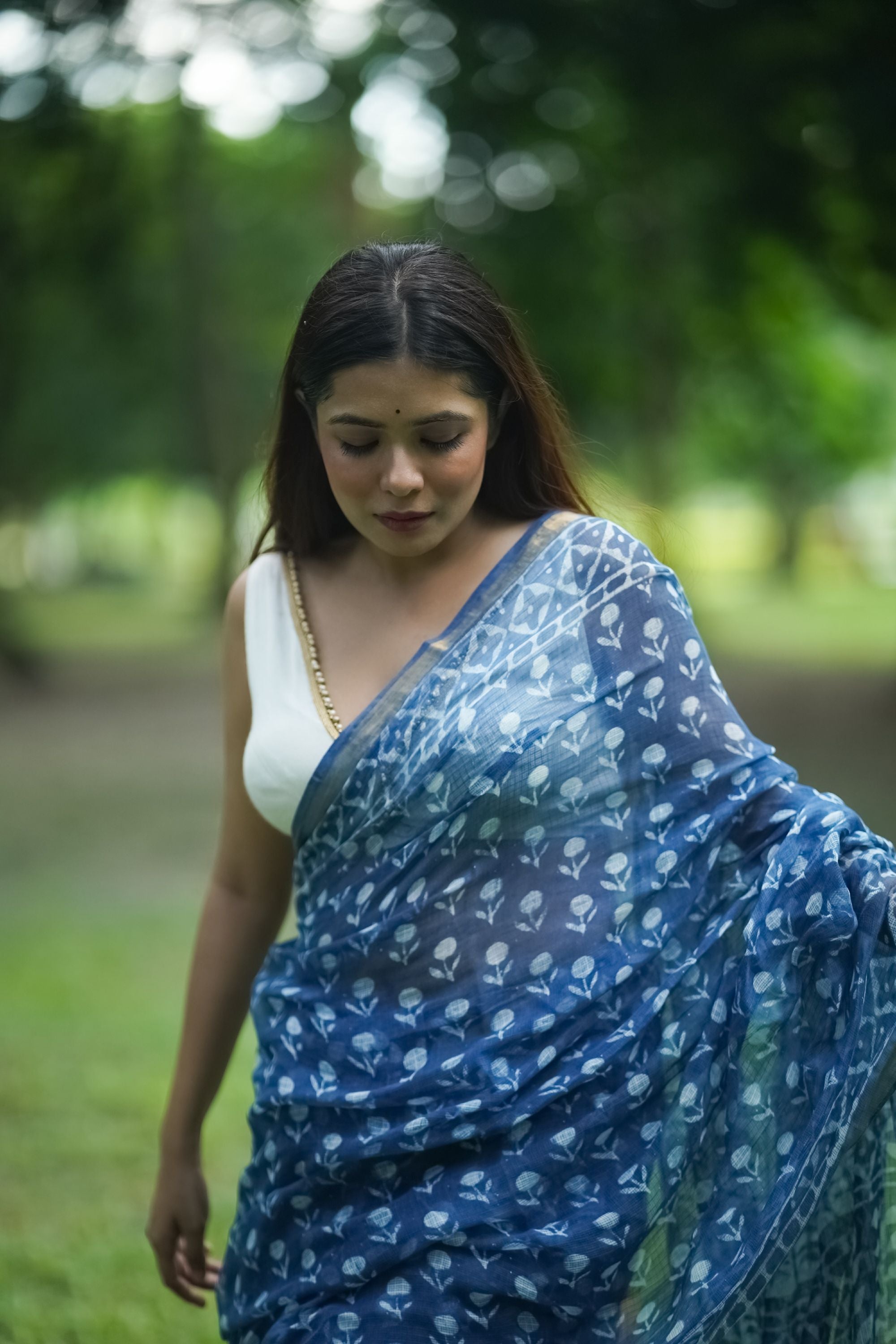 KaisorI Malhar Rajani Kota blockprinted cotton silk saree Kaisori