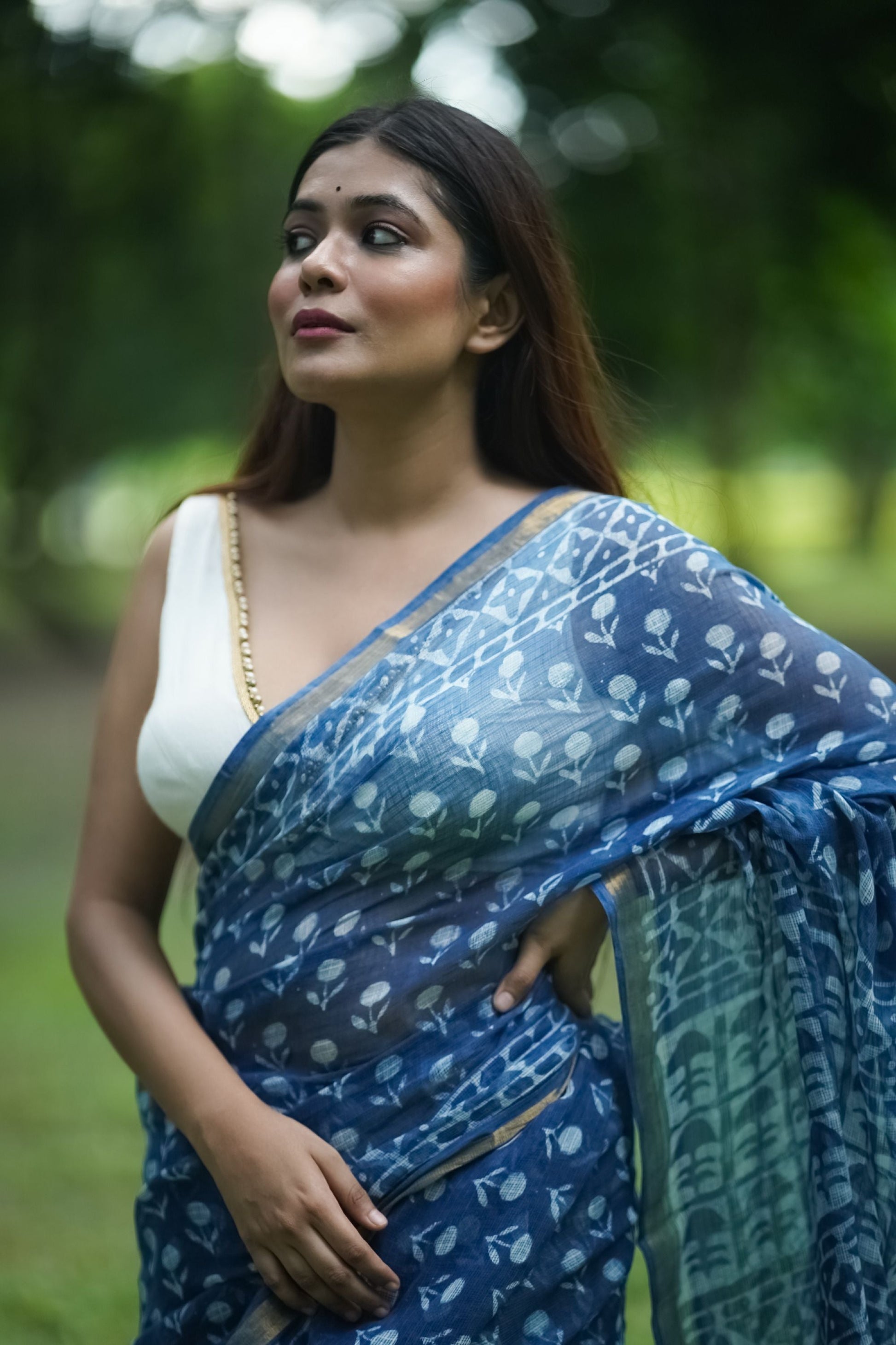 KaisorI Malhar Rajani Kota blockprinted cotton silk saree Kaisori