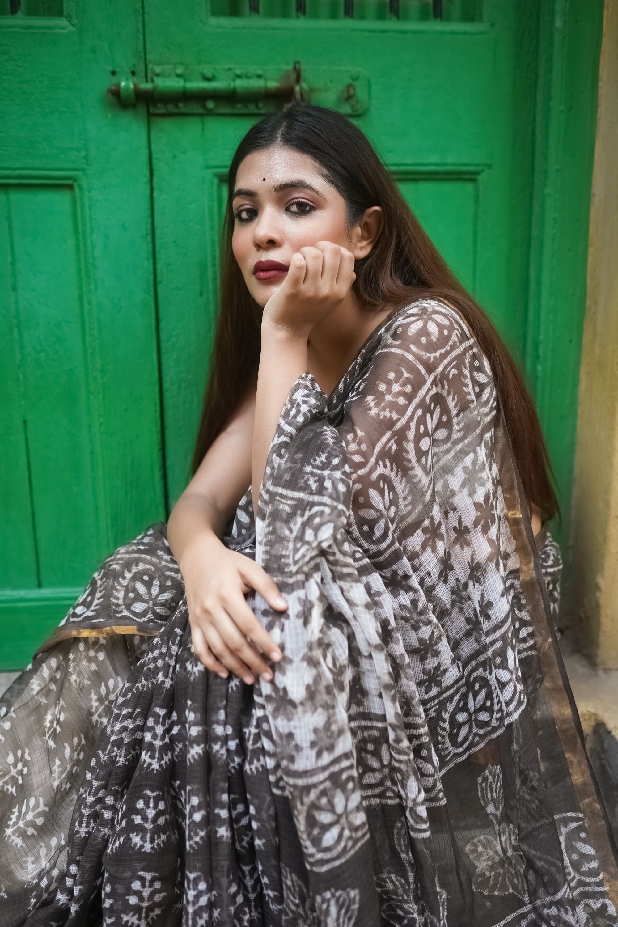 KaisorI Malhar Saira Kota blockprinted cotton silk saree Kaisori