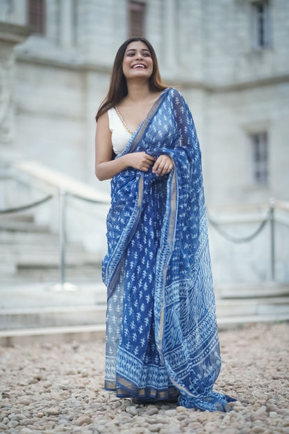 KaisorI Malhar Sejal Kota blockprinted cotton silk saree Kaisori