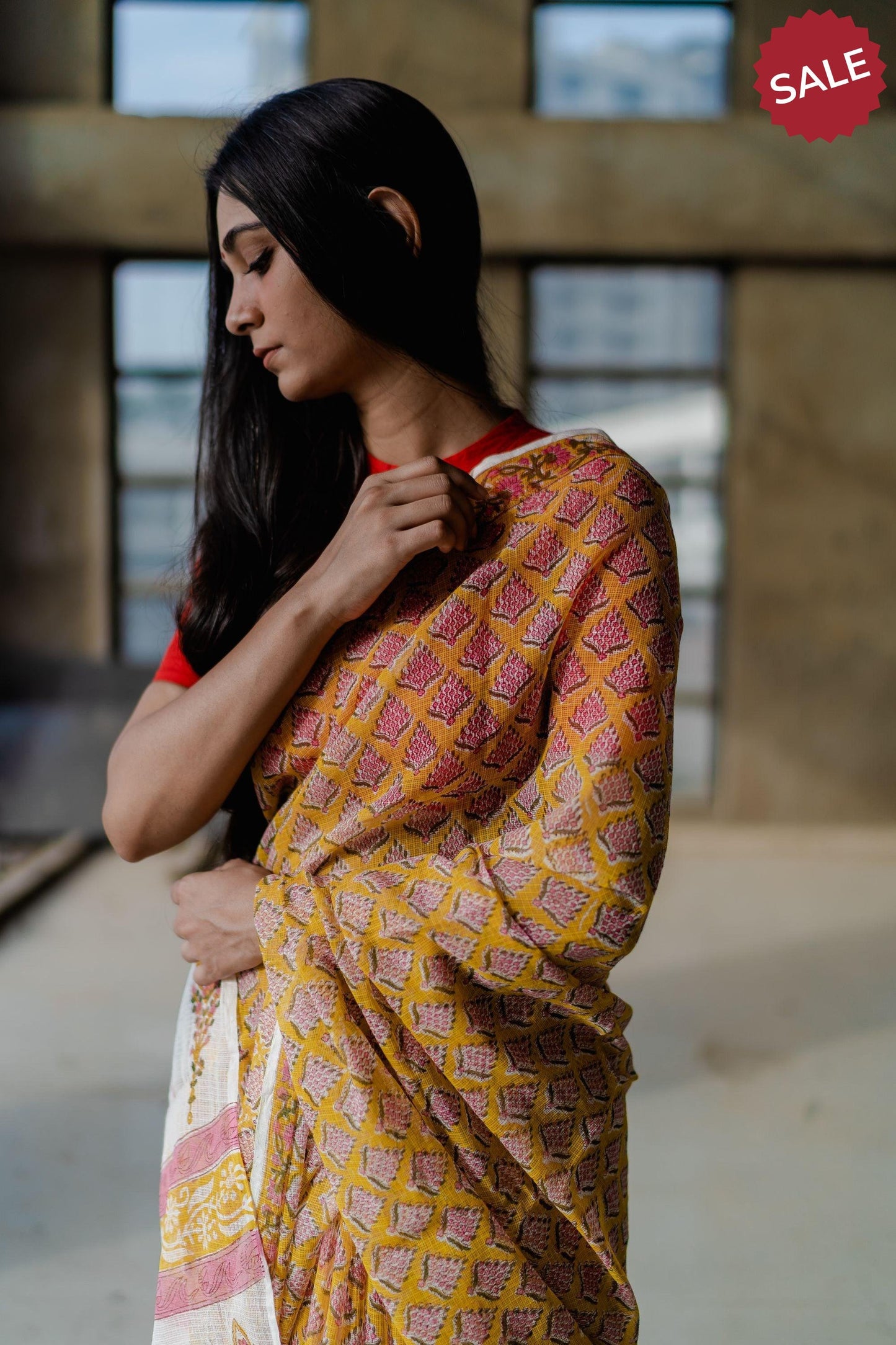 Kaisori Bagh Champa Kota blockprinted silk cotton saree Kaisori