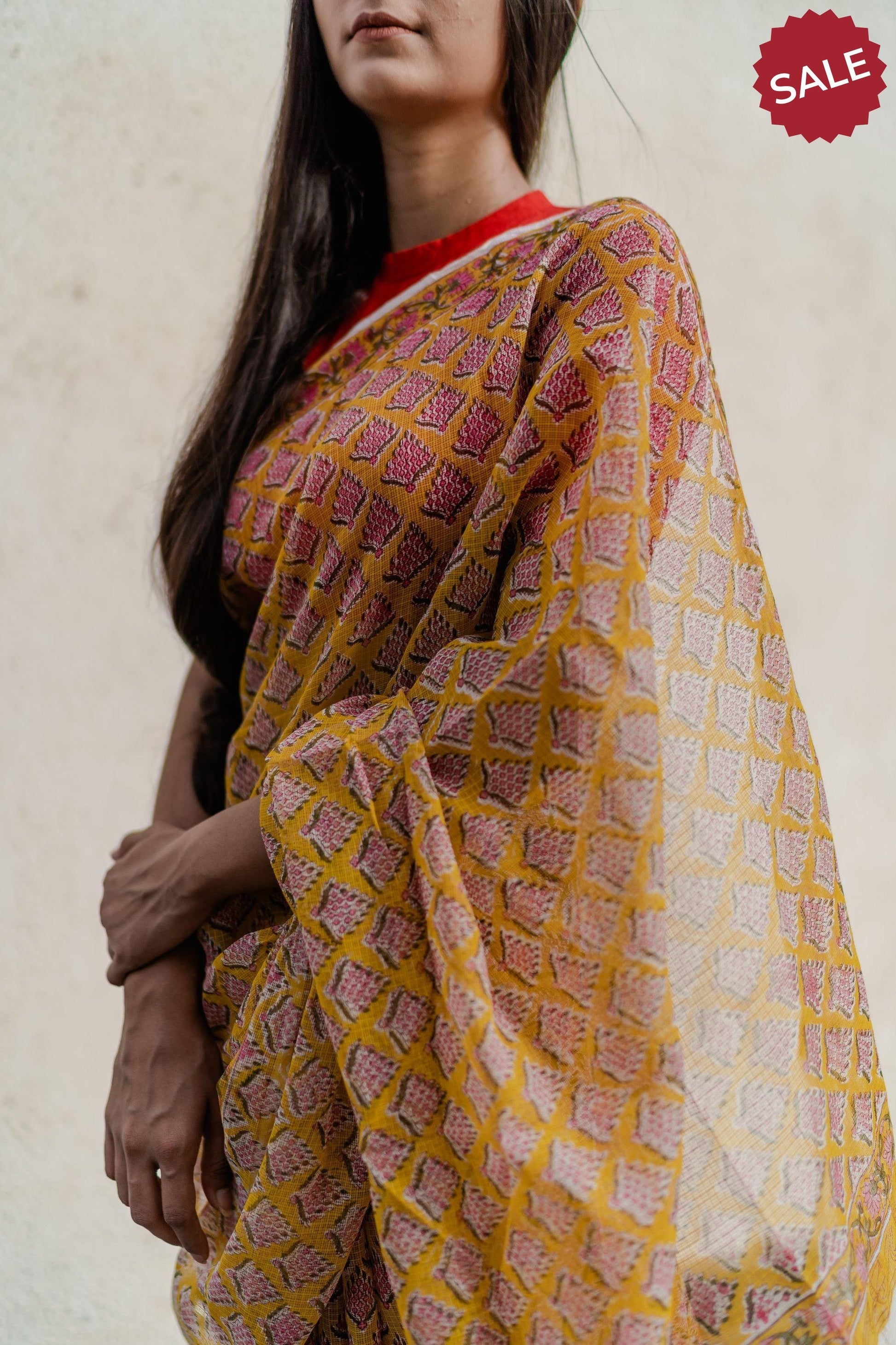 Kaisori Bagh Champa Kota blockprinted silk cotton saree Kaisori