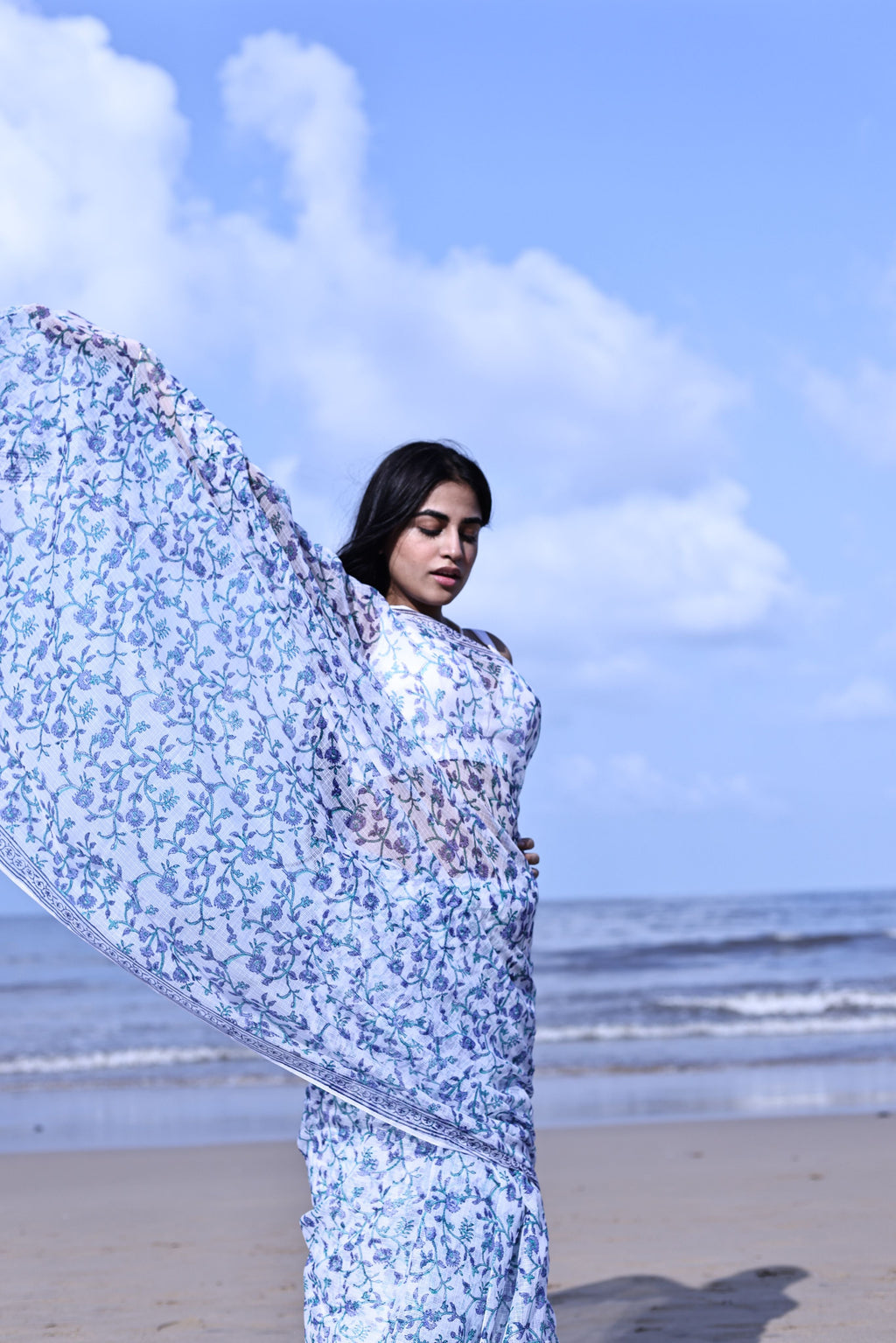 Kaisori Bagh Jaal Kota blockprinted silk cotton saree Kaisori