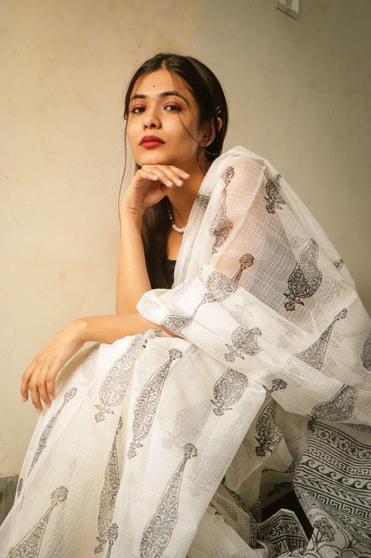 Evergreen printed Kota saree - Bagh- Jasmine