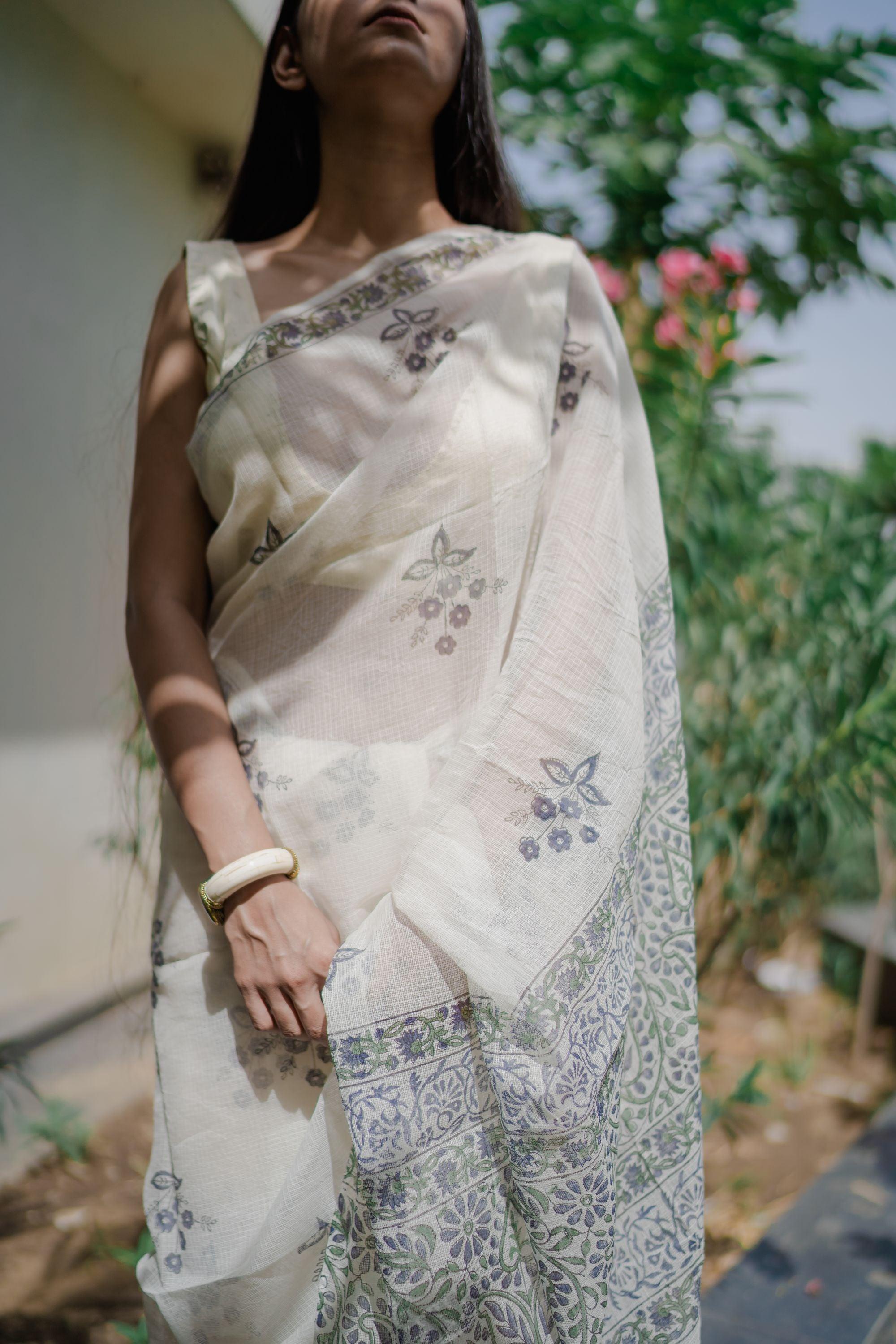 Kaisori Bagh Malati Kota blockprinted silk cotton saree Kaisori
