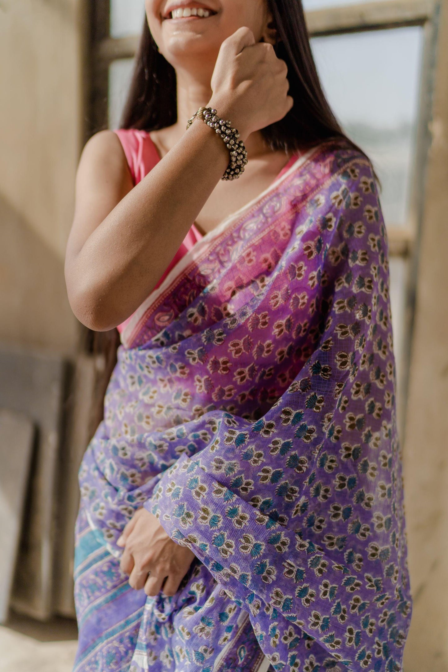 Kaisori Bagh Mallika Kota blockprinted saree Kaisori