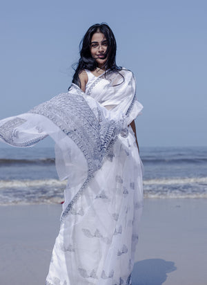 Kaisori Bagh Matsya Kota blockprinted silk cotton saree Kaisori